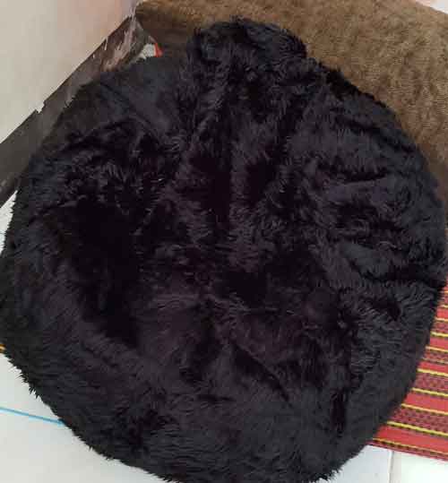 Esupersave เก้าอี้ Beanbag ทรงหยดน้ำ ผ้าขนสีดำ